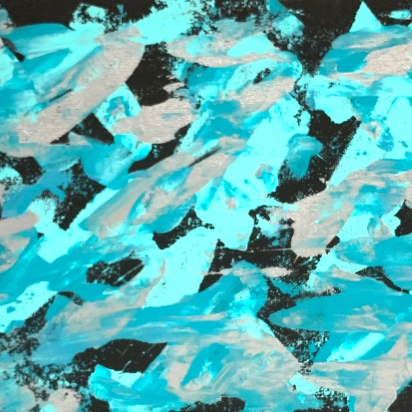 Teal, silver metallic, and aqua original art! - Picture 3 of 8